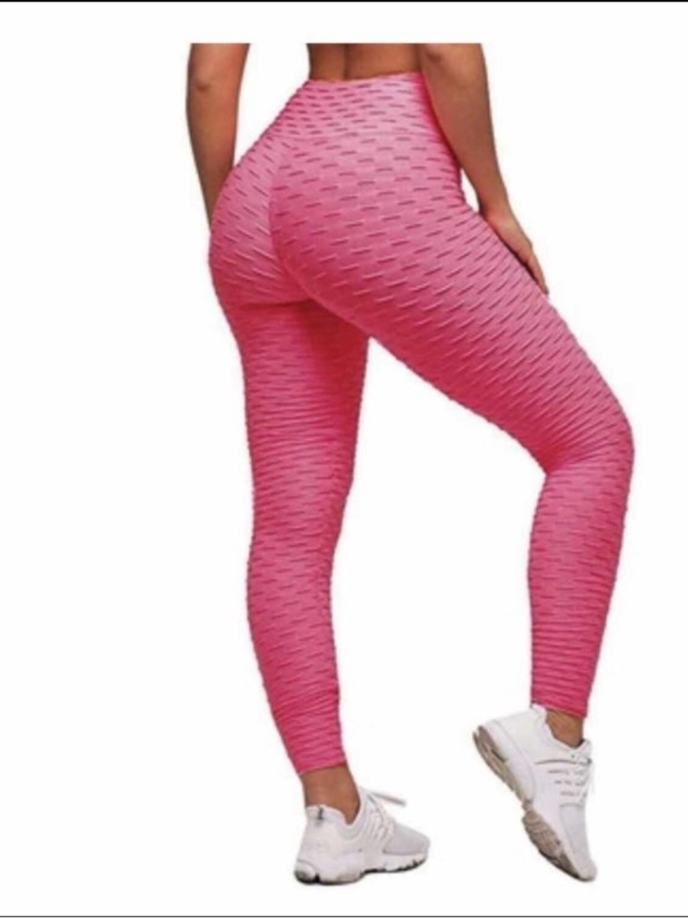 Pink or White -Honeycomb Textured High-Waist Leggings